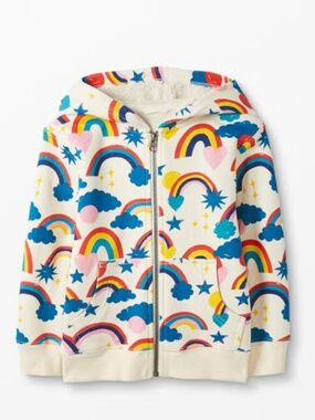 🌈Hanna Andersson Storytime Rainbow Faux Shearling Lined Hoodie Size: 4